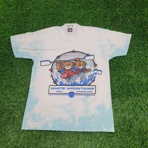 Vintage 1987 Teddy-Bear Rafting Shirt M 20x27 Tie-Dye USA